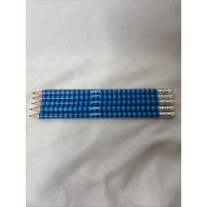 Yoobi Pencils Dark & Light‎ Blue Striped Pre Sharpened Lot Of 5